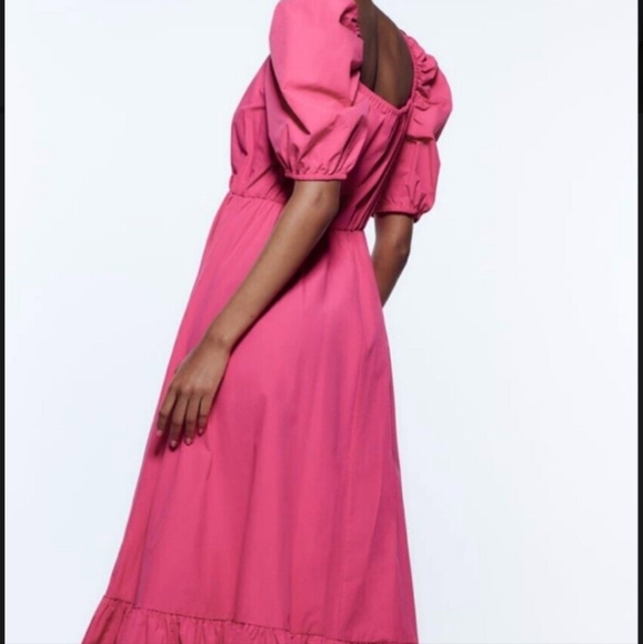 Zara Puff Sleeves Midi Dress Bloggers Favorite Size M - Picture 8 of 8